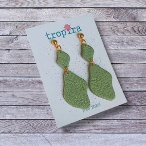 Artisan Green Dangling Polymer Clay Earrings